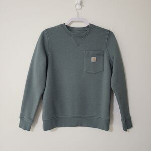 Carhartt Women's Clarksburg Crewneck Pocket Sweatshirt Gray #103925 Size S (4-6)